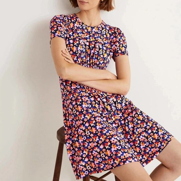 Boden Petite Jersey Floral A Line Dress Blue Size 6P - Picture 12 of 13